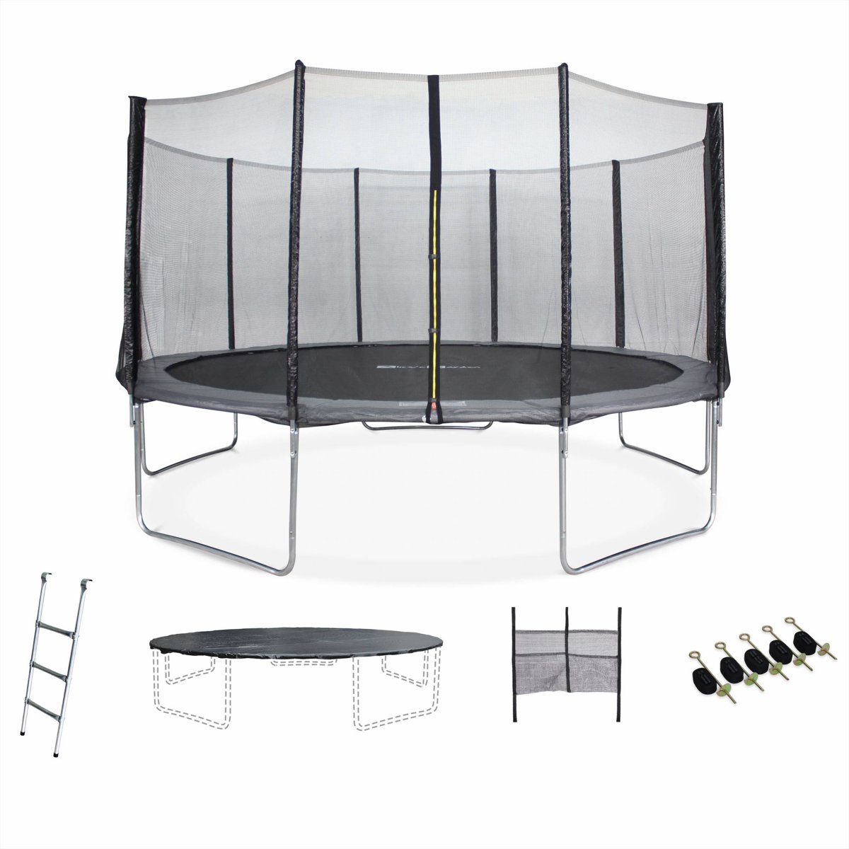 Trampoline Neptune XXL Ø 460 cm, veiligheidsnet, ladder, dekzeil, verankeringskit en opbergnet